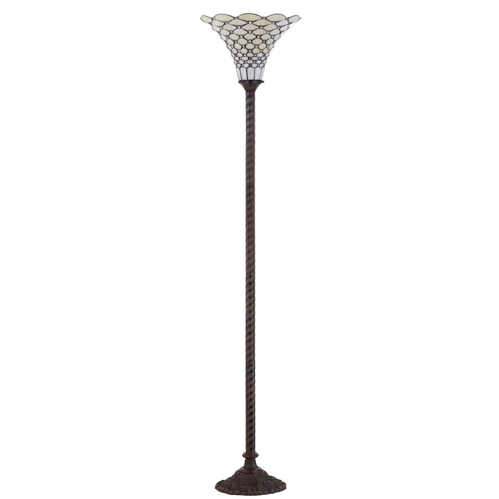 White Tiffany Style Torchiere Led Floor Lamp. Picture 2