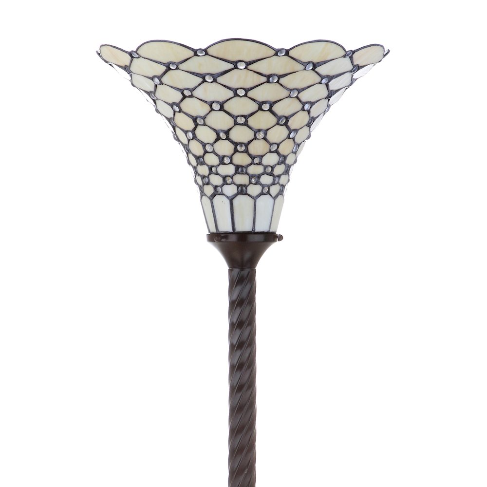 White Tiffany Style Torchiere Led Floor Lamp. Picture 8