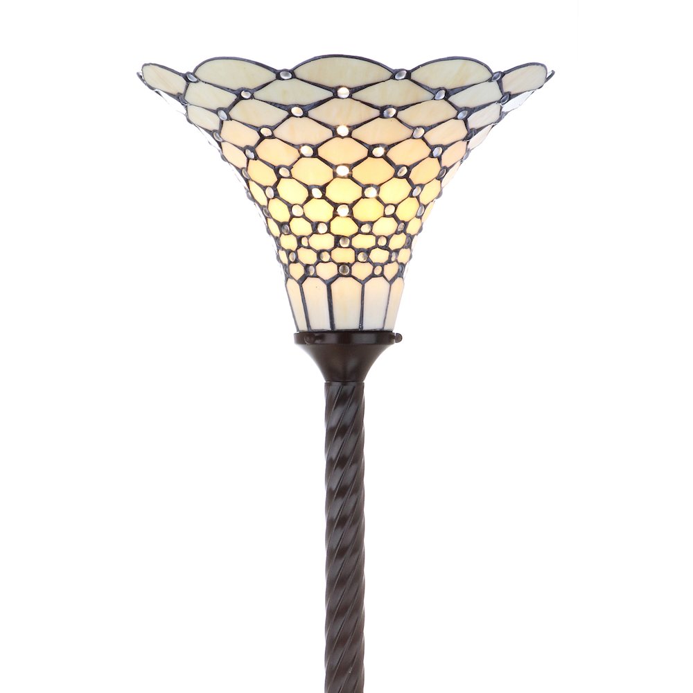 White Tiffany Style Torchiere Led Floor Lamp. Picture 7