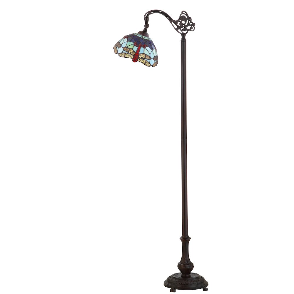 Dragonfly Tiffany Style Arched Led Floor Lamp. Picture 2