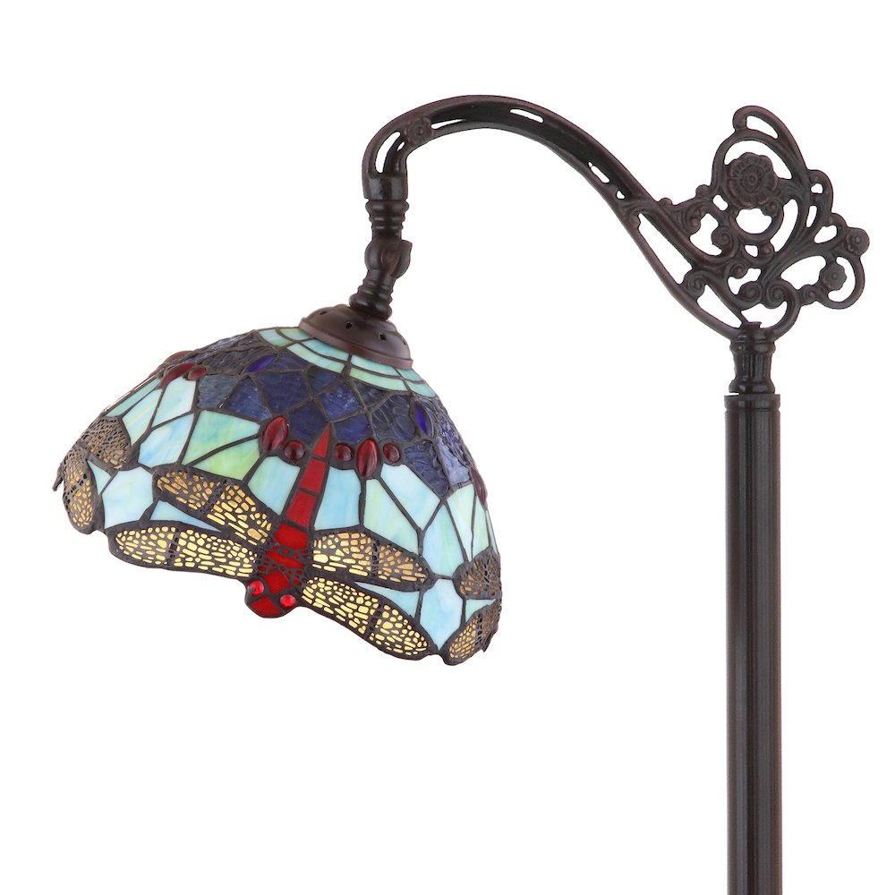 Dragonfly Tiffany Style Arched Led Floor Lamp. Picture 8