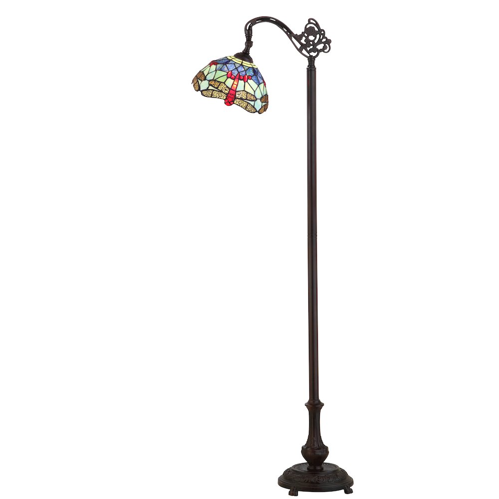 Dragonfly Tiffany Style Arched Led Floor Lamp. Picture 1