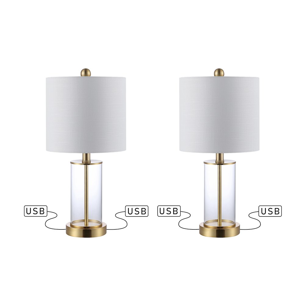Abner Glass Modern Contemporary Usb Charging Led Table Lamp (Set Of 2). Picture 2