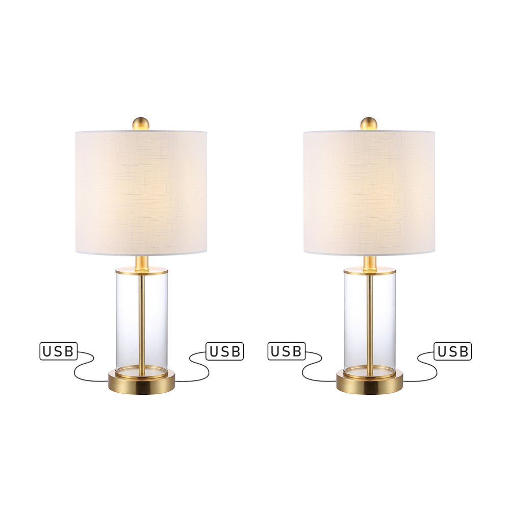 Abner Glass Modern Contemporary Usb Charging Led Table Lamp (Set Of 2). Picture 1