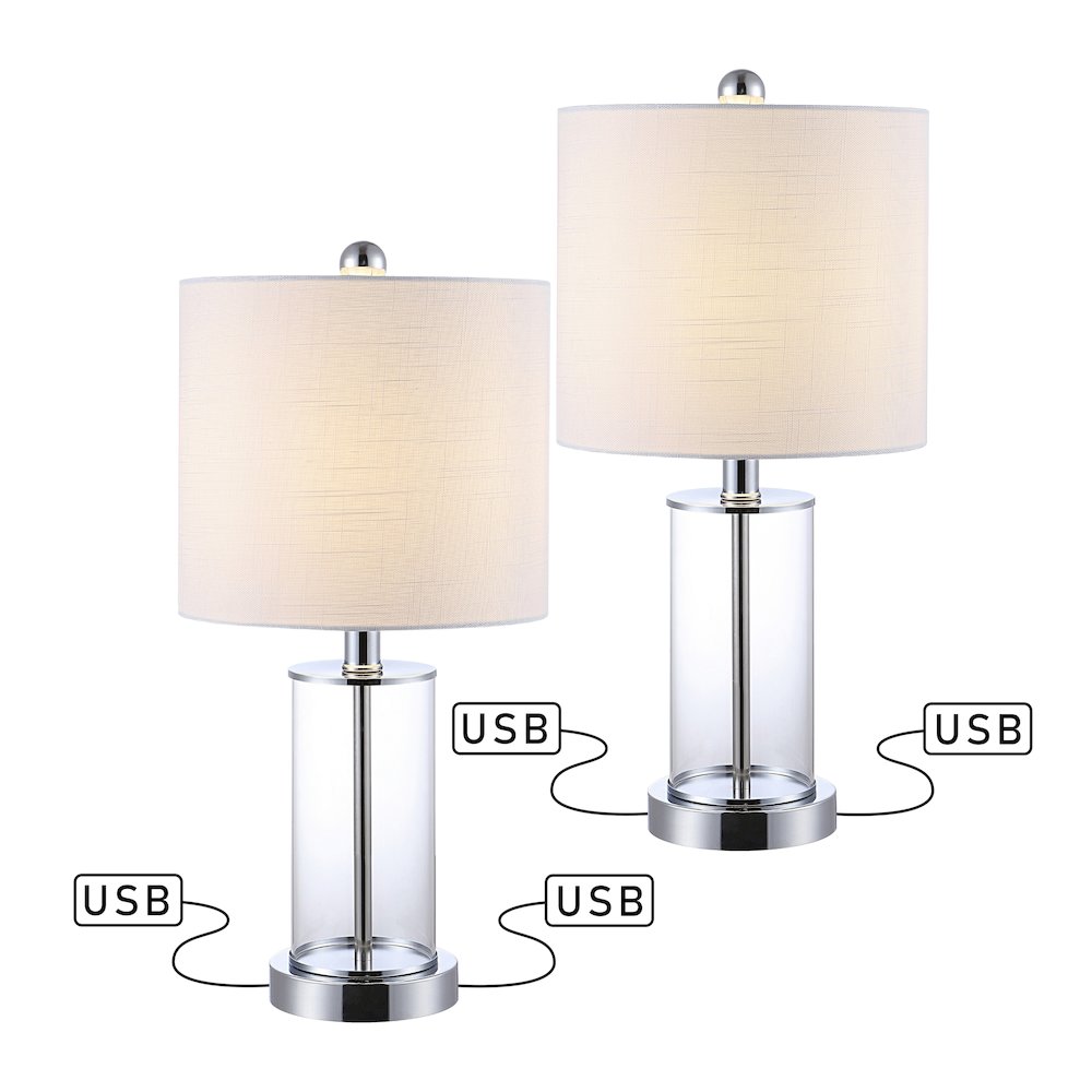 Abner Glass Modern Contemporary Usb Charging Led Table Lamp (Set Of 2). Picture 1