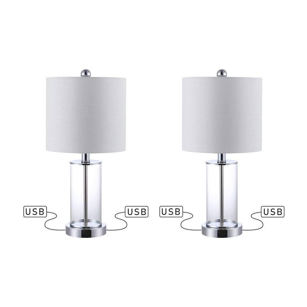 Abner Glass Modern Contemporary Usb Charging Led Table Lamp (Set Of 2). Picture 2