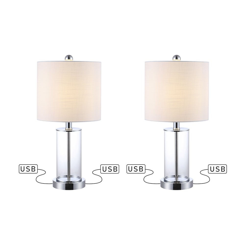 Abner Glass Modern Contemporary Usb Charging Led Table Lamp (Set Of 2). Picture 1