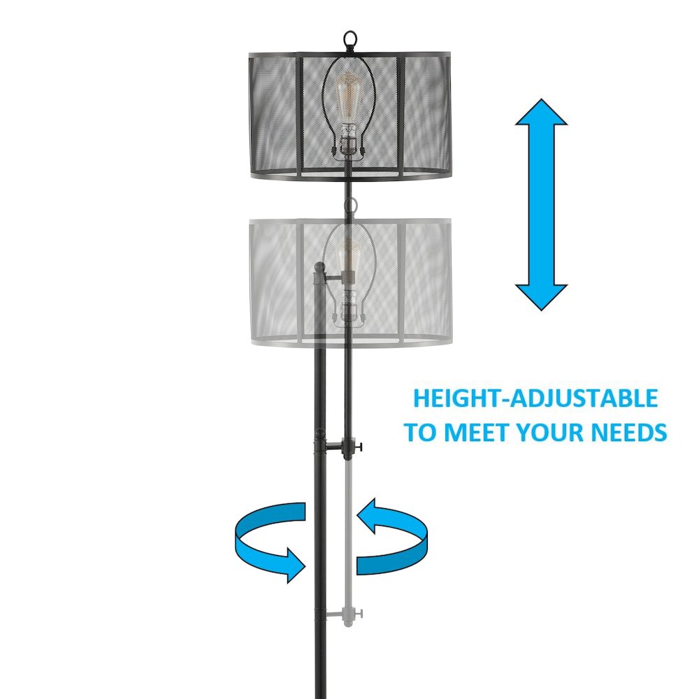 Noah Modern Industrial Iron Height Adjustable Led Floor Lamp. Picture 5