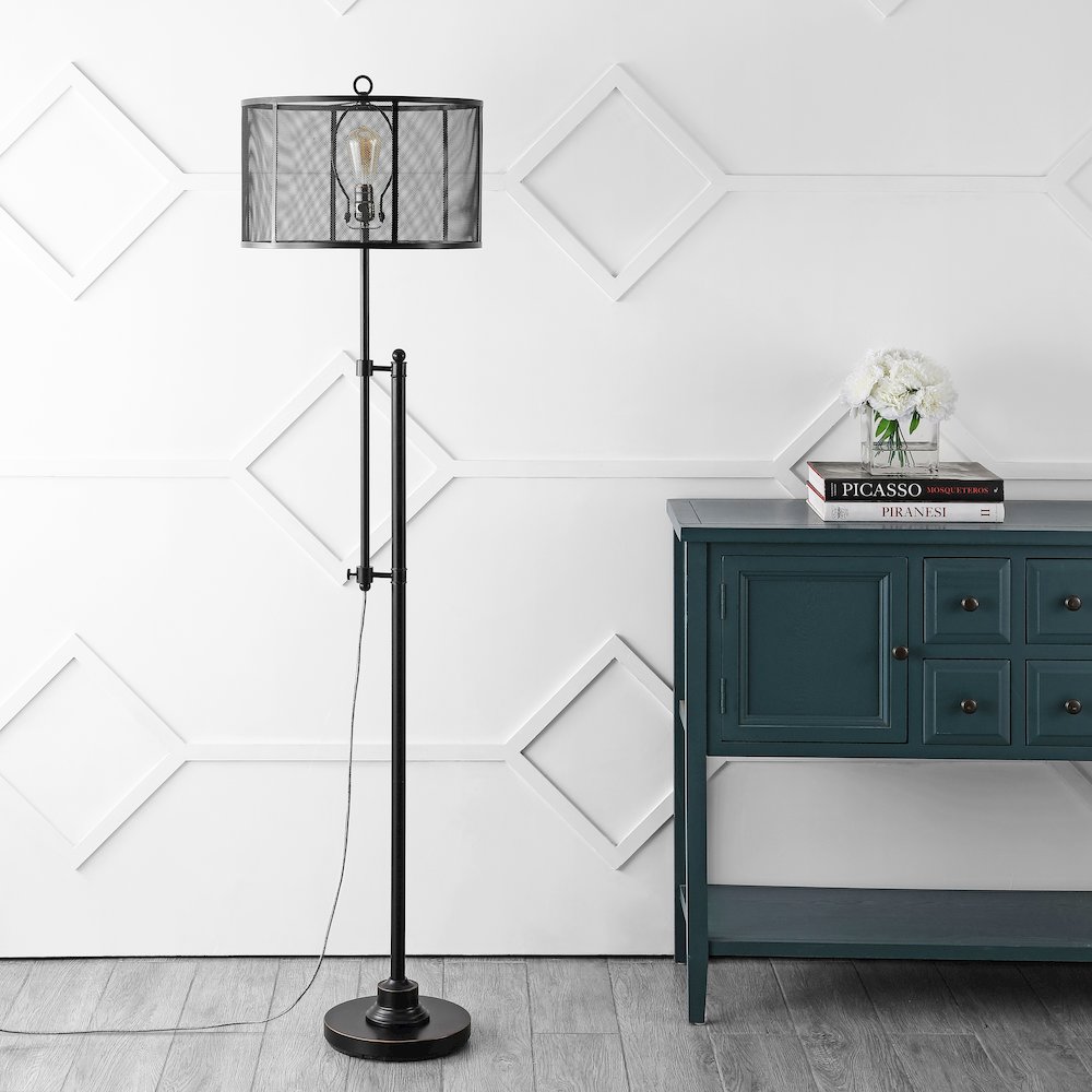 Noah Modern Industrial Iron Height Adjustable Led Floor Lamp. Picture 6