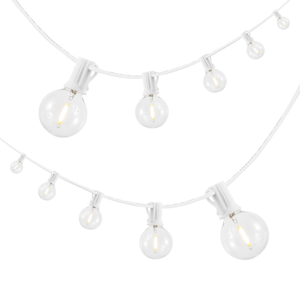 25-Light 25 ft. Rustic Incandescent G40 Bistro Globe Bulb String Lights, White. Picture 1