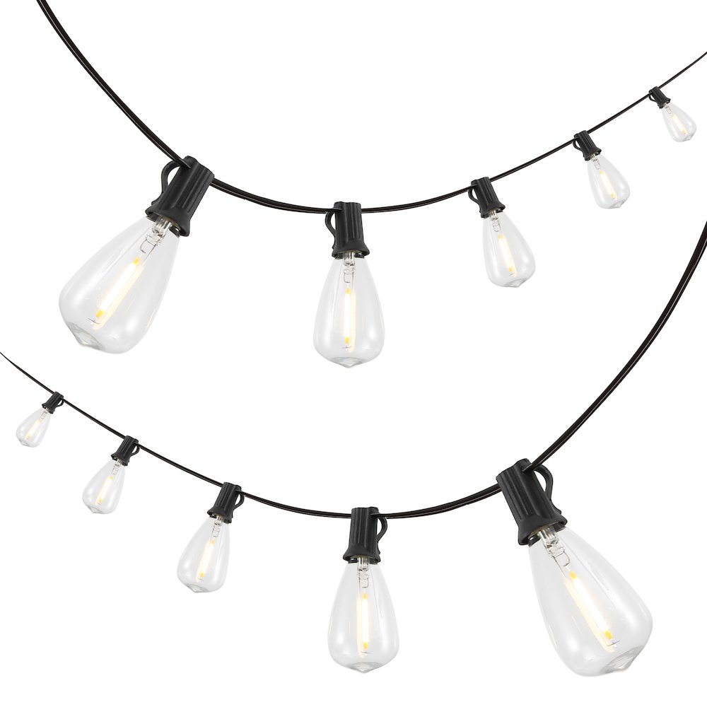 10-Light 10 ft. Rustic Industrial ST38 Clear Bulb String Lights, Black - LED. Picture 1