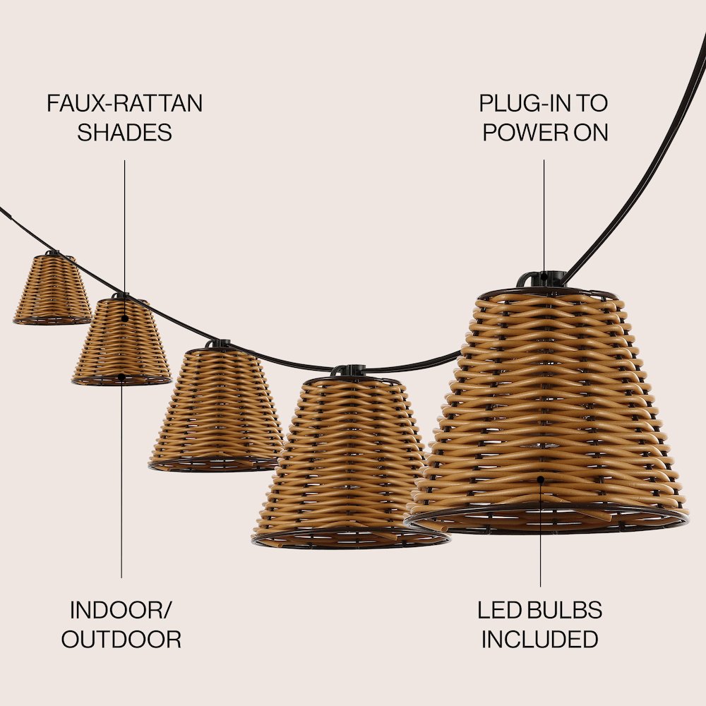 Cottage Incandescent G40 Faux-Rattan Shaded String Lights. Picture 4