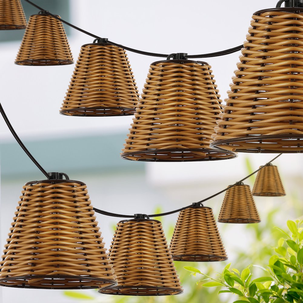 Cottage Incandescent G40 Faux-Rattan Shaded String Lights. Picture 2