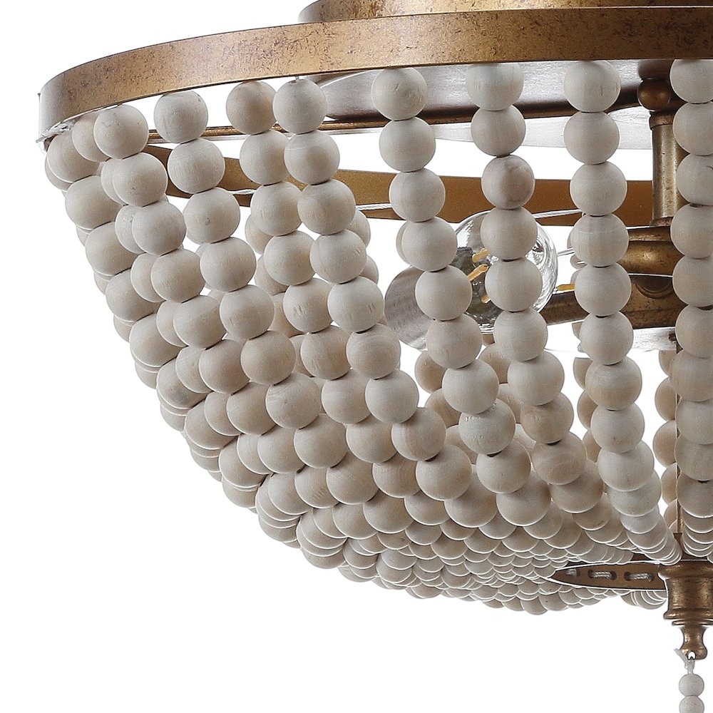 Allison Wood Beaded/Metal Led Flush Mount. Picture 3