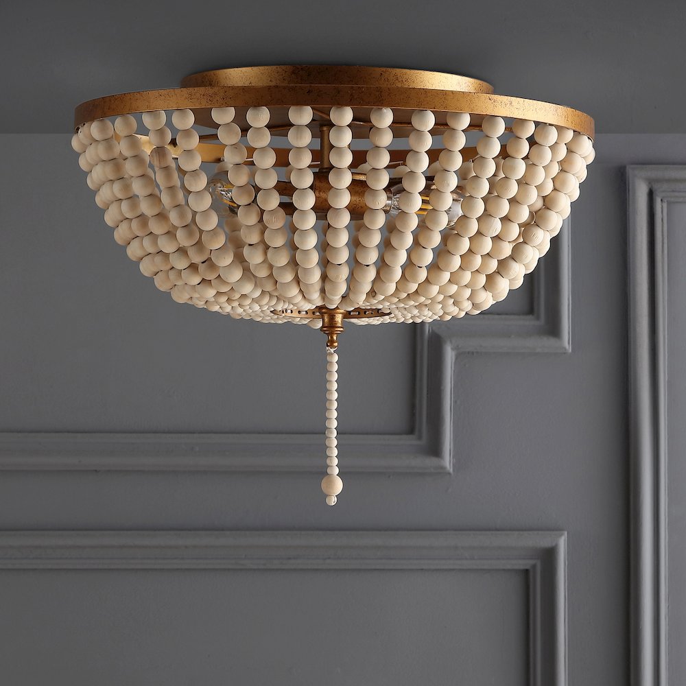 Allison Wood Beaded/Metal Led Flush Mount. Picture 7