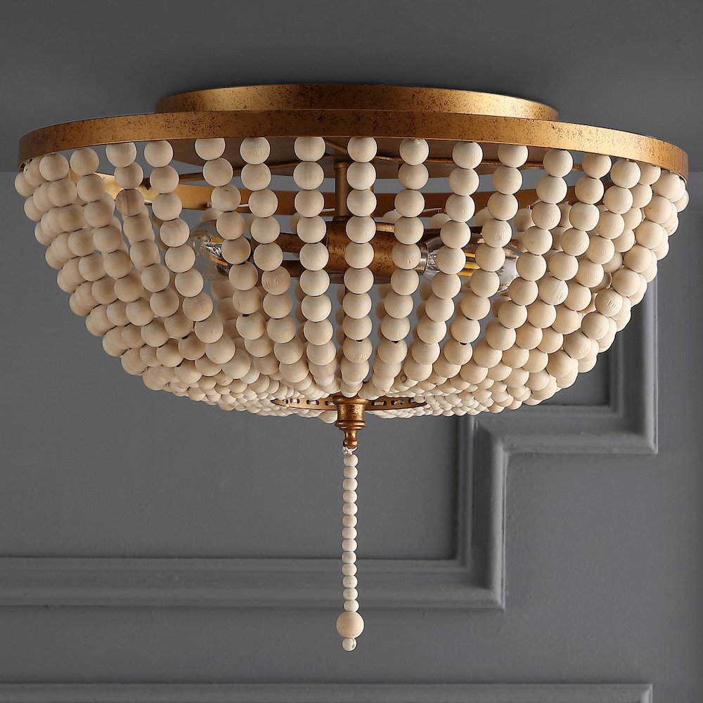 Allison Wood Beaded/Metal Led Flush Mount. Picture 5