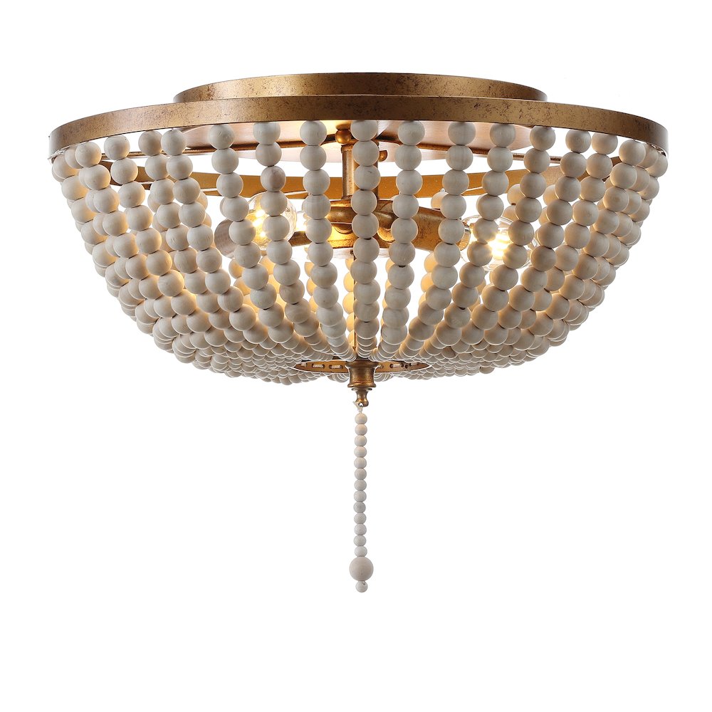 Allison Wood Beaded/Metal Led Flush Mount. Picture 1
