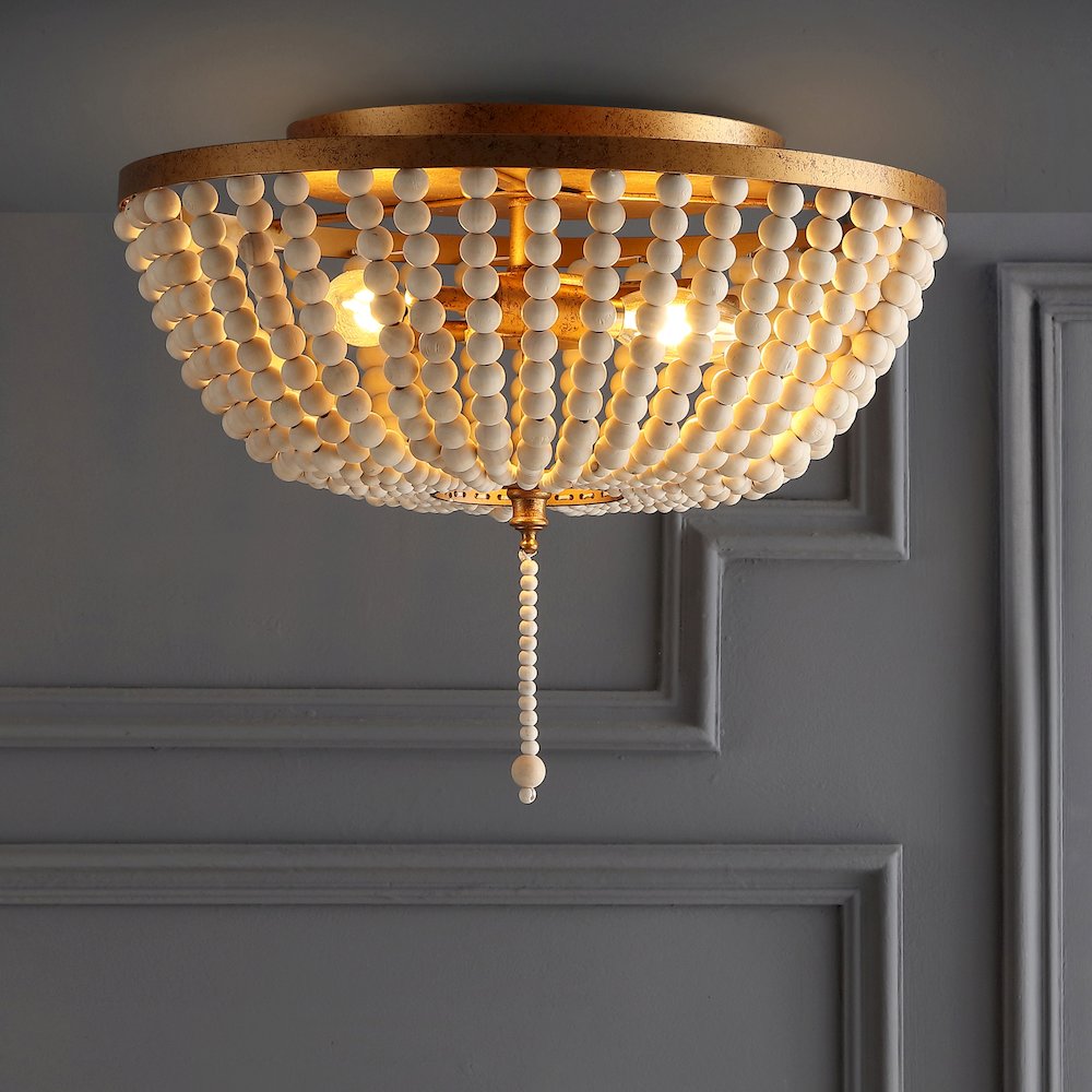 Allison Wood Beaded/Metal Led Flush Mount. Picture 6