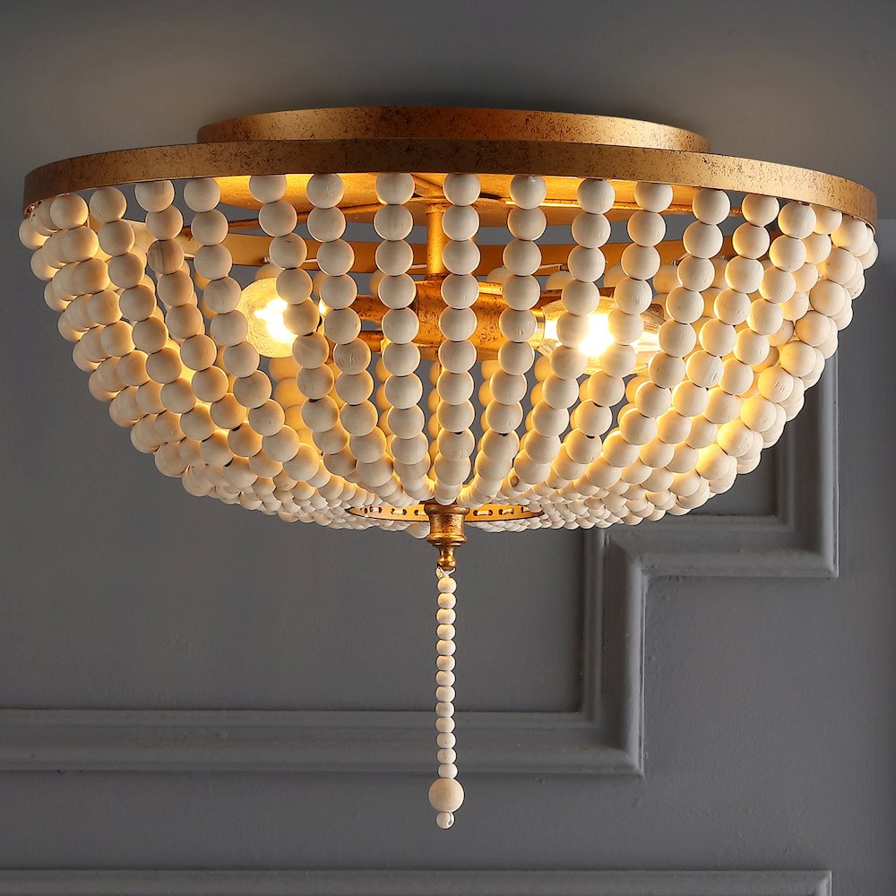 Allison Wood Beaded/Metal Led Flush Mount. Picture 4