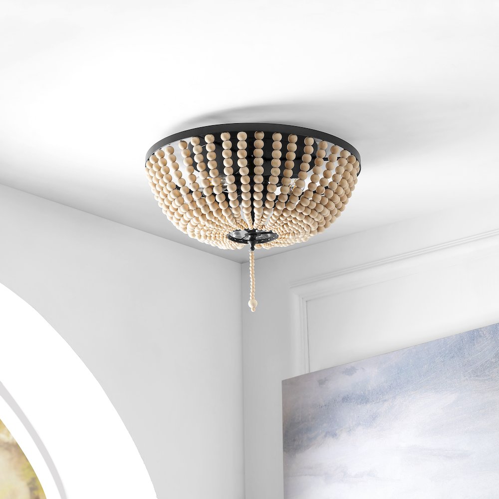 Allison Wood Beaded/Metal Led Flush Mount. Picture 7