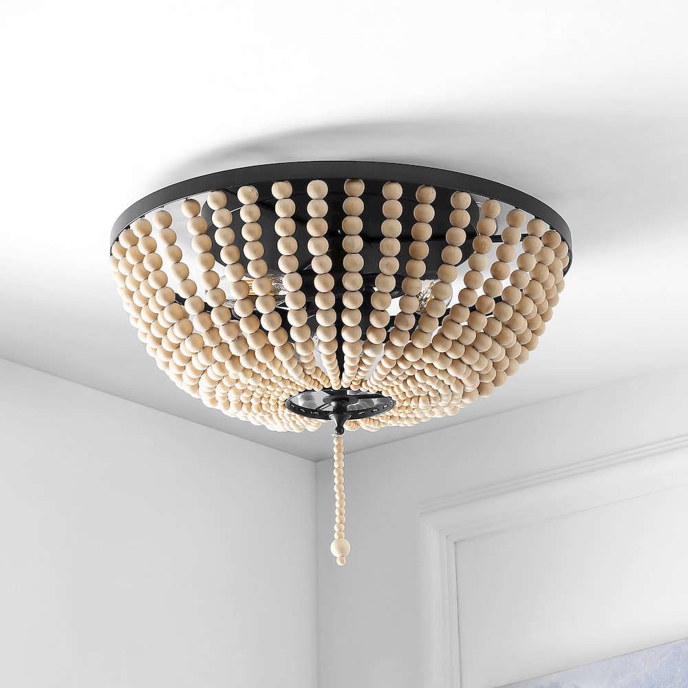 Allison Wood Beaded/Metal Led Flush Mount. Picture 5