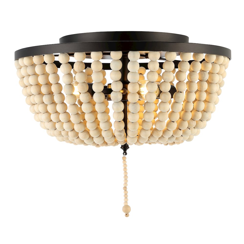 Allison Wood Beaded/Metal Led Flush Mount. Picture 1
