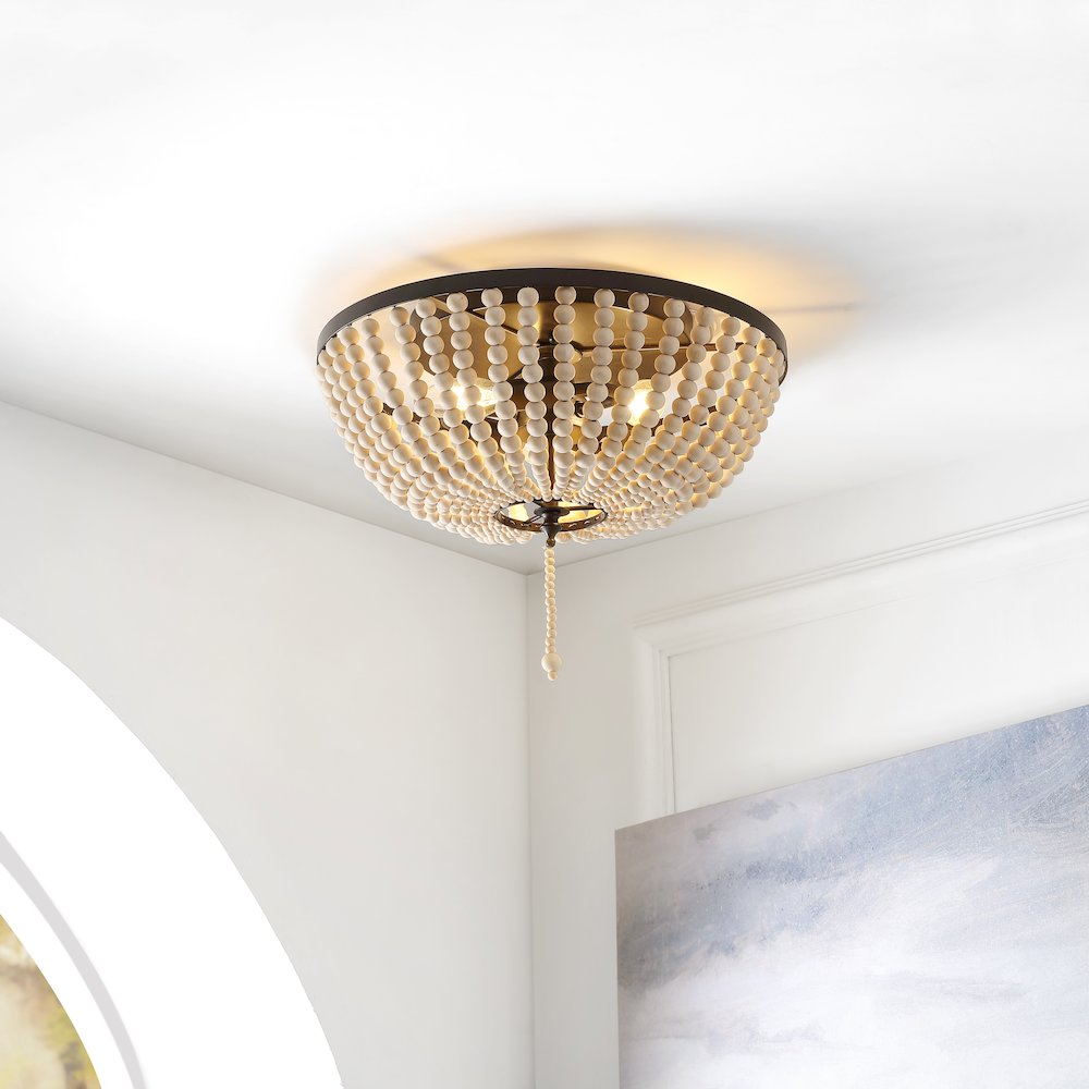 Allison Wood Beaded/Metal Led Flush Mount. Picture 6