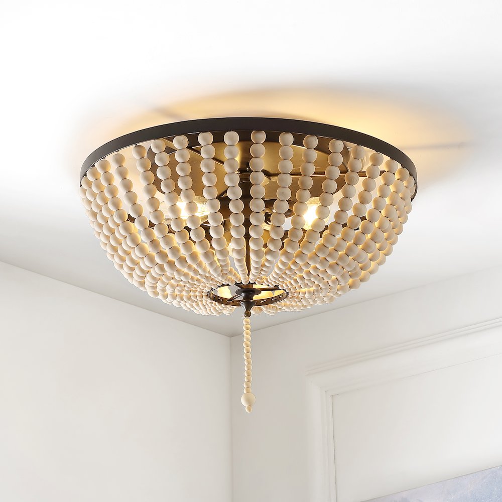 Allison Wood Beaded/Metal Led Flush Mount. Picture 4