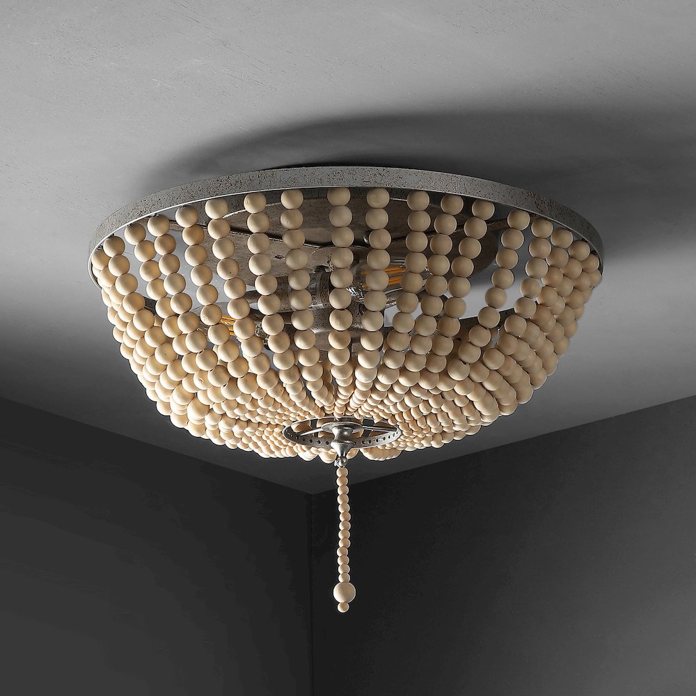 Allison Wood Beaded/Metal Led Flush Mount. Picture 5