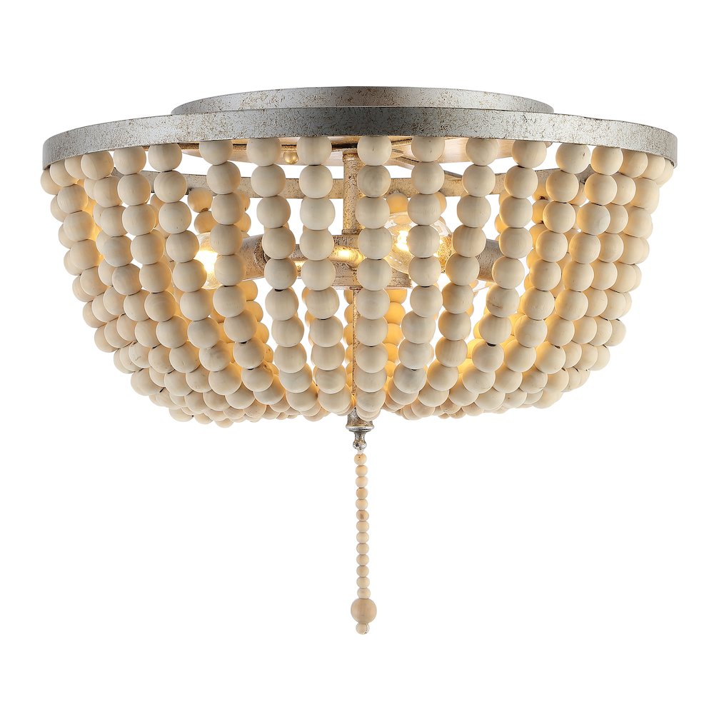 Allison Wood Beaded/Metal Led Flush Mount. Picture 1