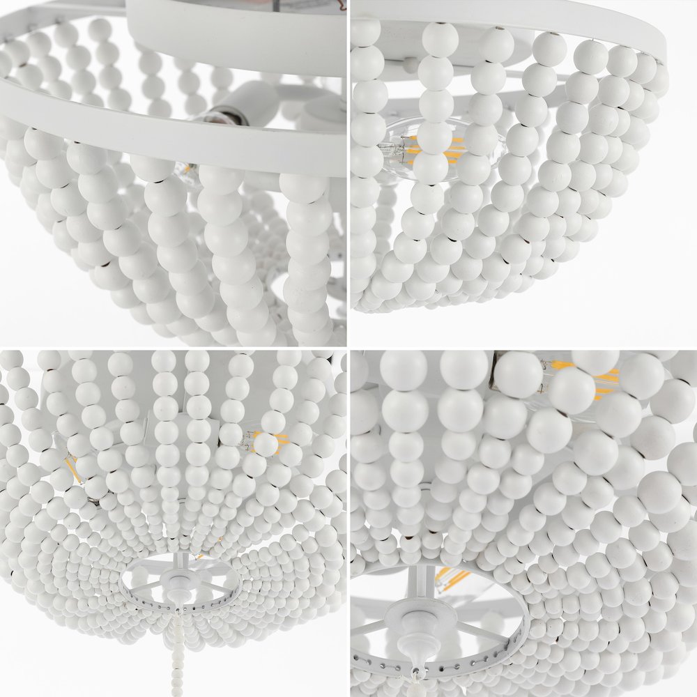 Allison Wood Beaded/Metal Led Flush Mount. Picture 4
