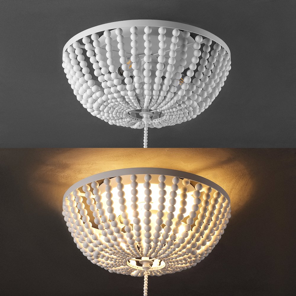 Allison Wood Beaded/Metal Led Flush Mount. Picture 5