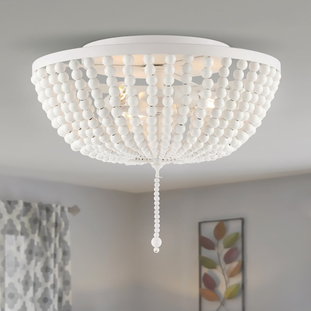 Allison Wood Beaded/Metal Led Flush Mount. Picture 2