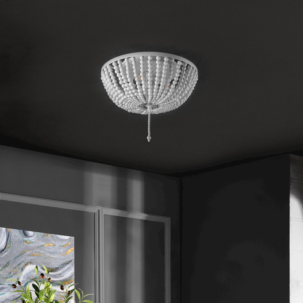 Allison Wood Beaded/Metal Led Flush Mount. Picture 8