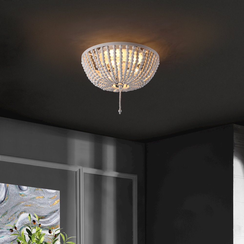 Allison Wood Beaded/Metal Led Flush Mount. Picture 7