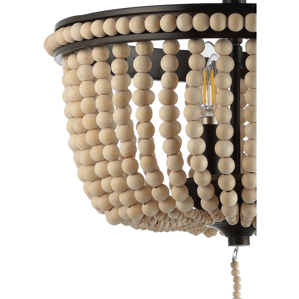 Allie Wood Beaded/Metal Led Flush Mount. Picture 3
