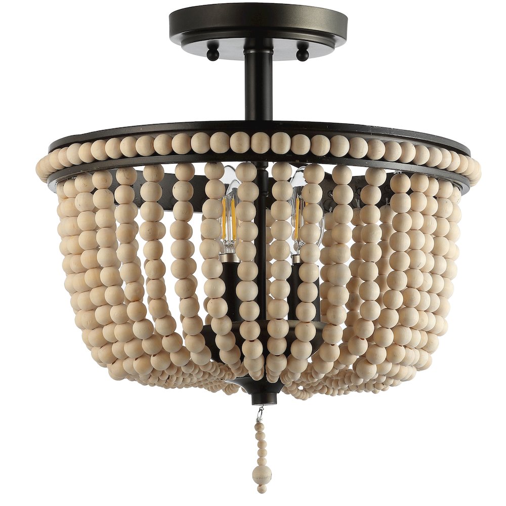 Allie Wood Beaded/Metal Led Flush Mount. Picture 2