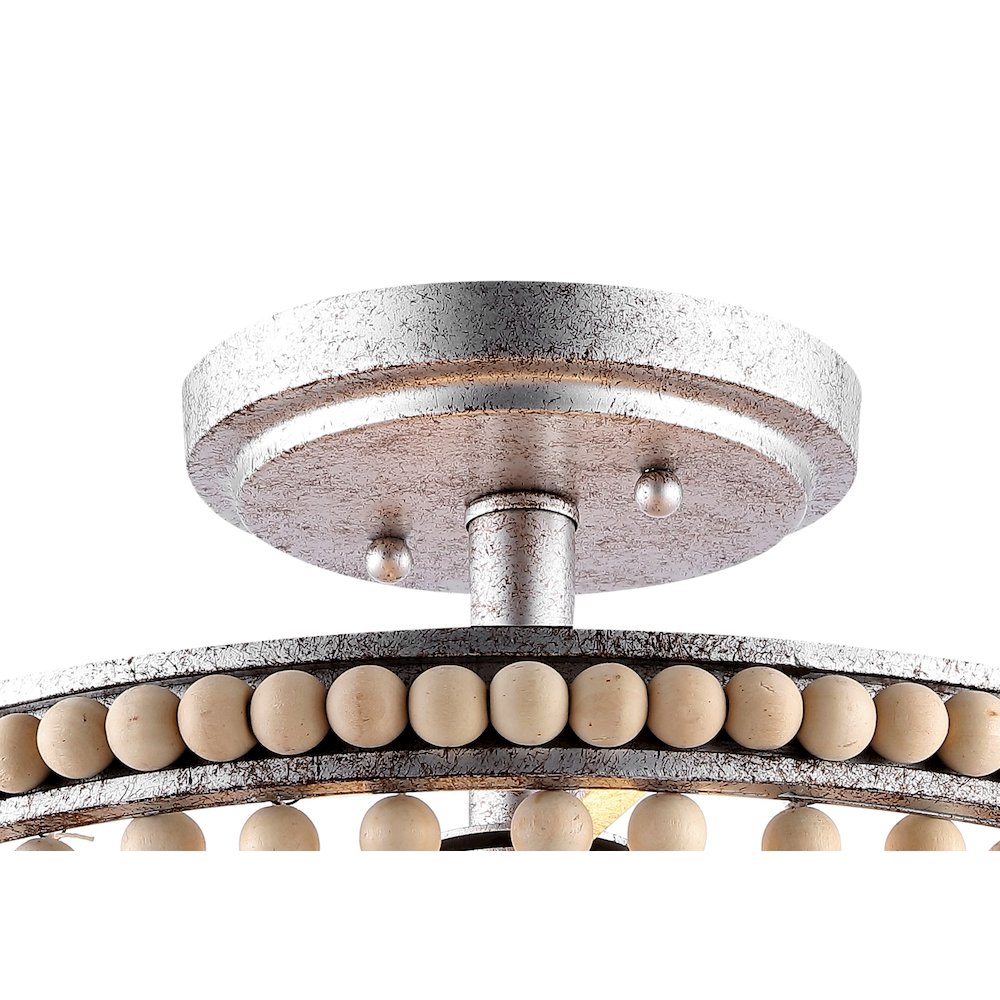 Allie Wood Beaded/Metal Led Flush Mount. Picture 3