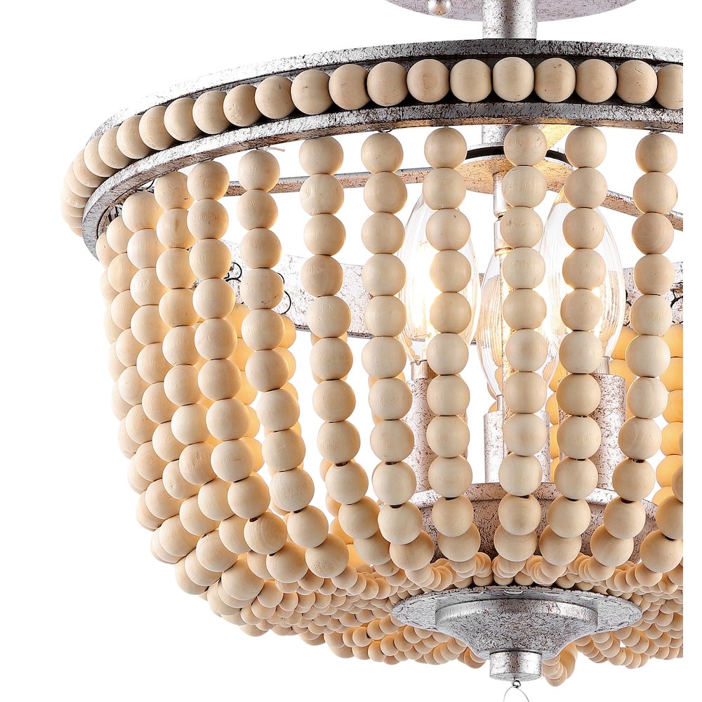 Allie Wood Beaded/Metal Led Flush Mount. Picture 2
