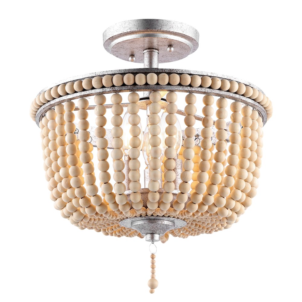 Allie Wood Beaded/Metal Led Flush Mount. Picture 7