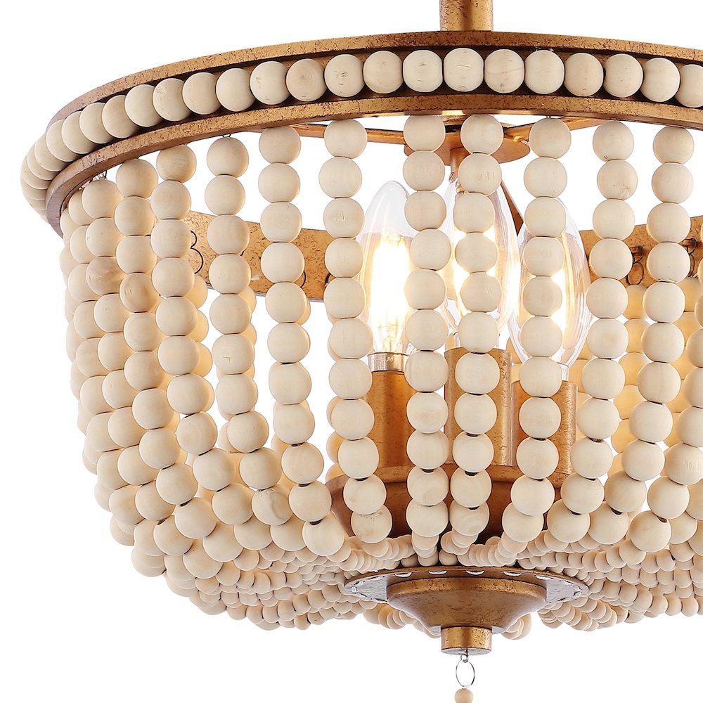Allie Wood Beaded/Metal Led Flush Mount. Picture 2