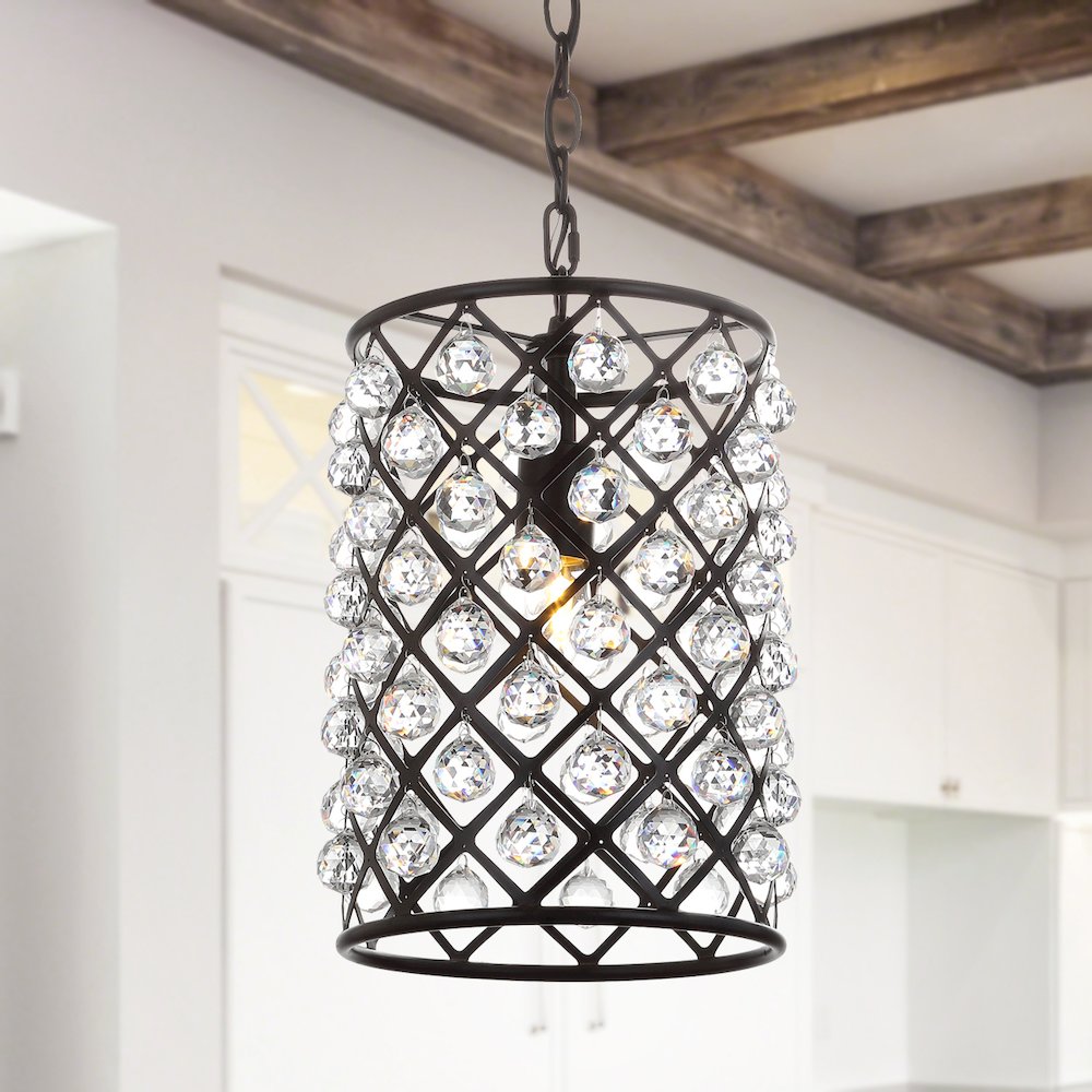 Gabrielle Crystal/Metal Led Pendant. Picture 11