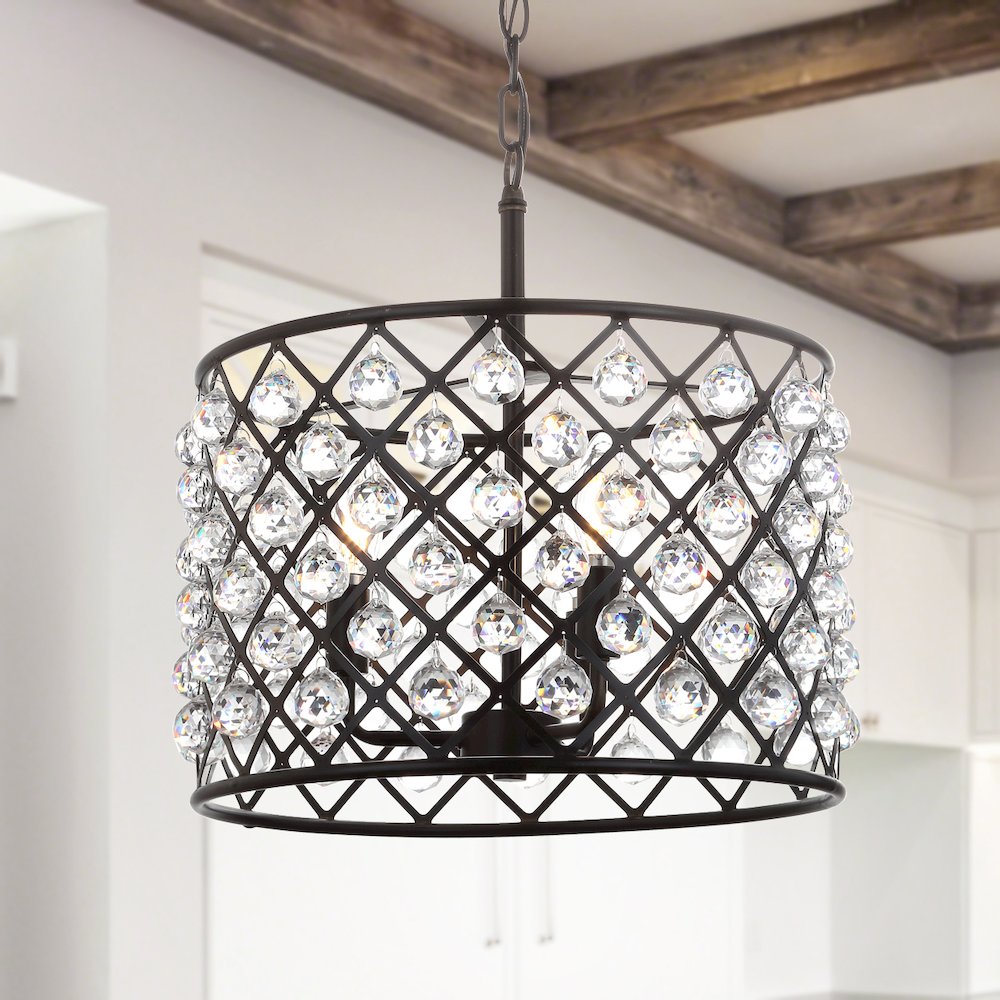 Gabrielle Crystal/Metal Led Pendant. Picture 12