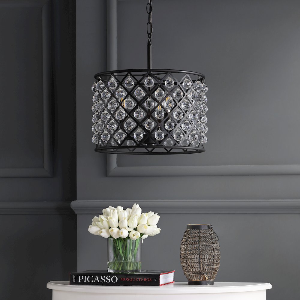 Gabrielle Crystal/Metal Led Pendant. Picture 10