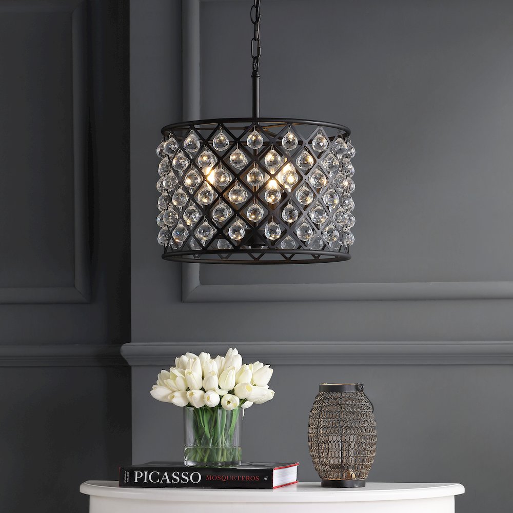 Gabrielle Crystal/Metal Led Pendant. Picture 9