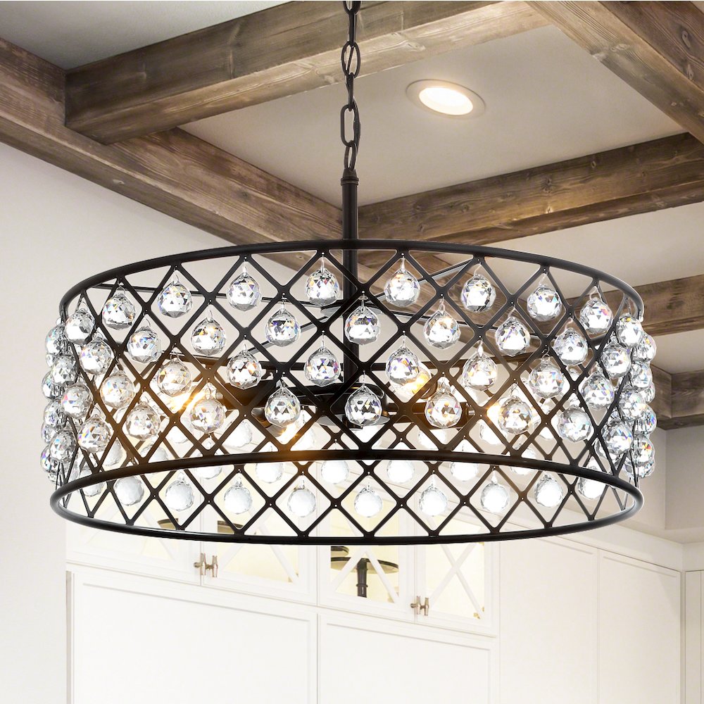Gabrielle Crystal/Metal Led Pendant. Picture 12