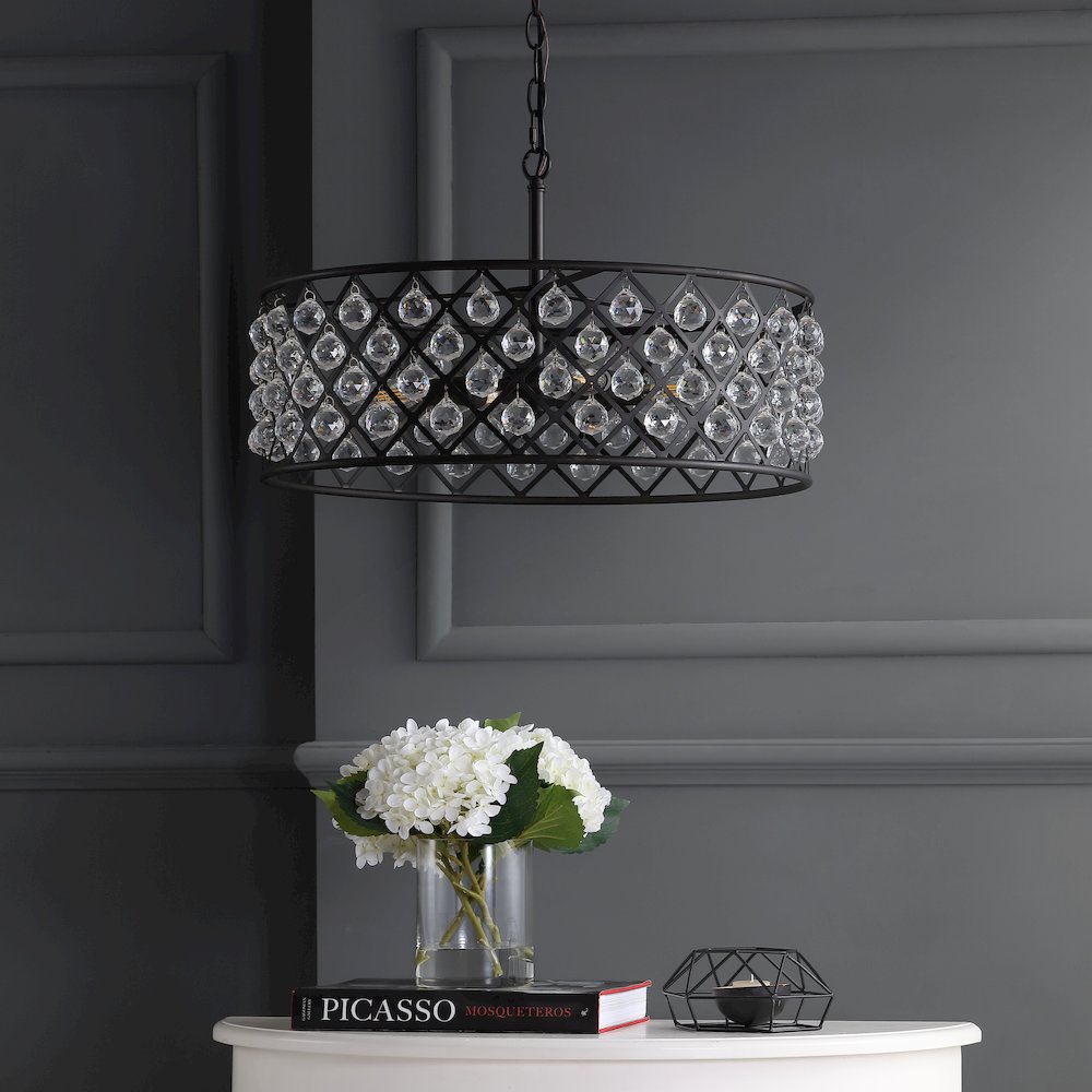 Gabrielle Crystal/Metal Led Pendant. Picture 10