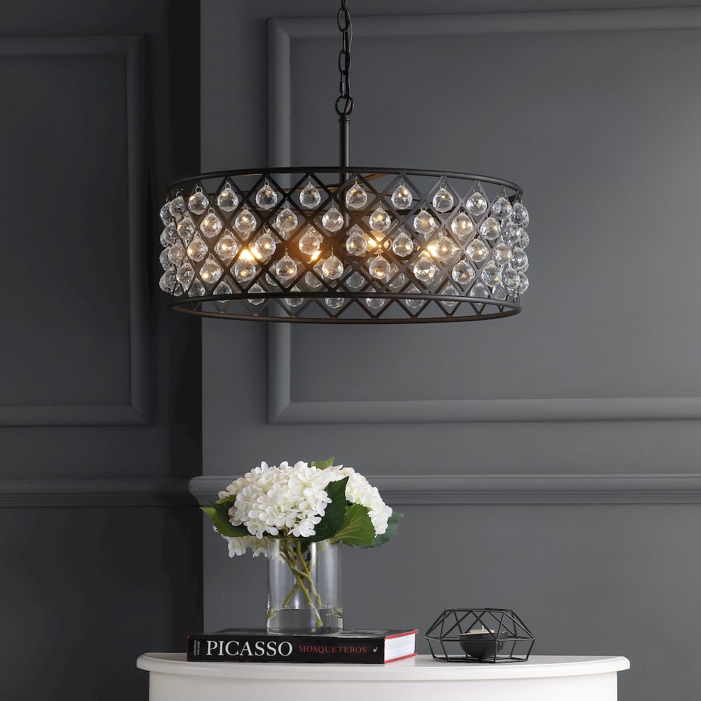 Gabrielle Crystal/Metal Led Pendant. Picture 9