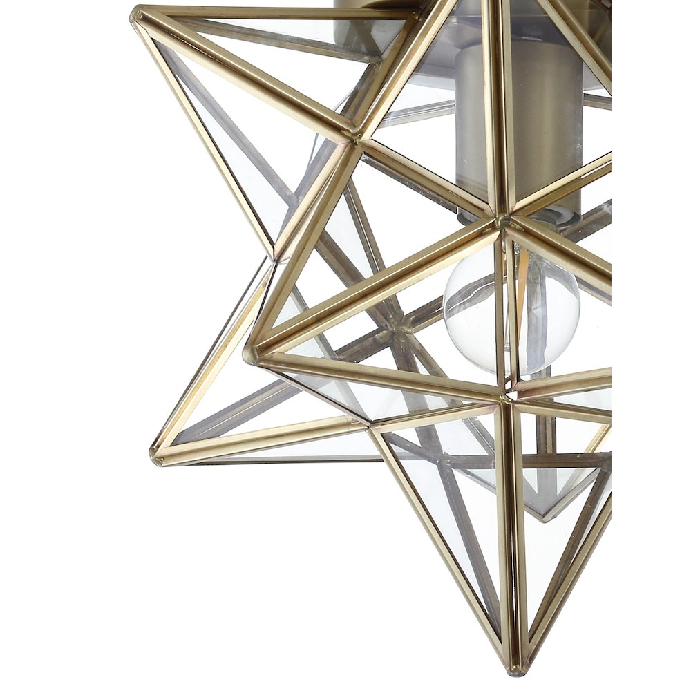 Stella Moravian Star Metal/Clear Glass Led Pendant. Picture 5