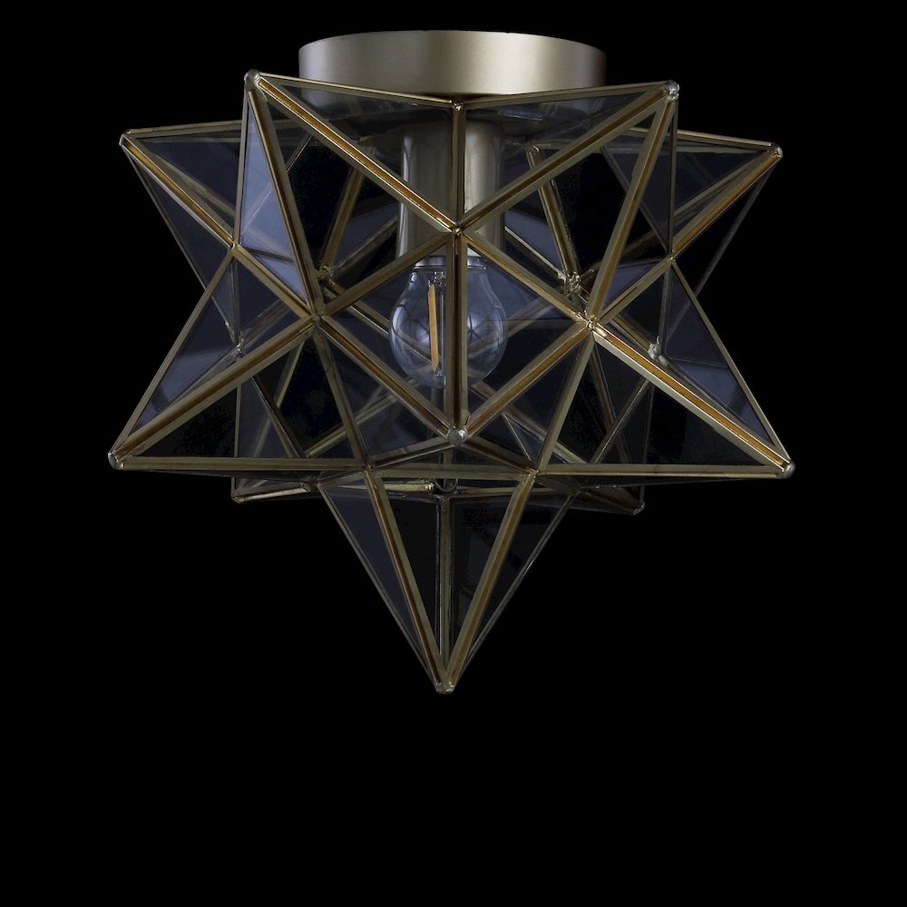 Stella Moravian Star Metal/Clear Glass Led Pendant. Picture 4
